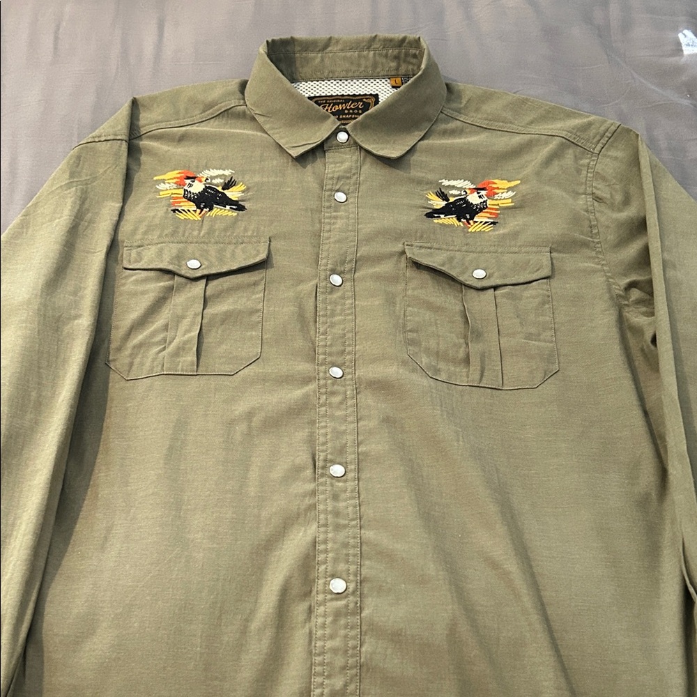Howler Brothers Olive Green Gauco Snapshirt